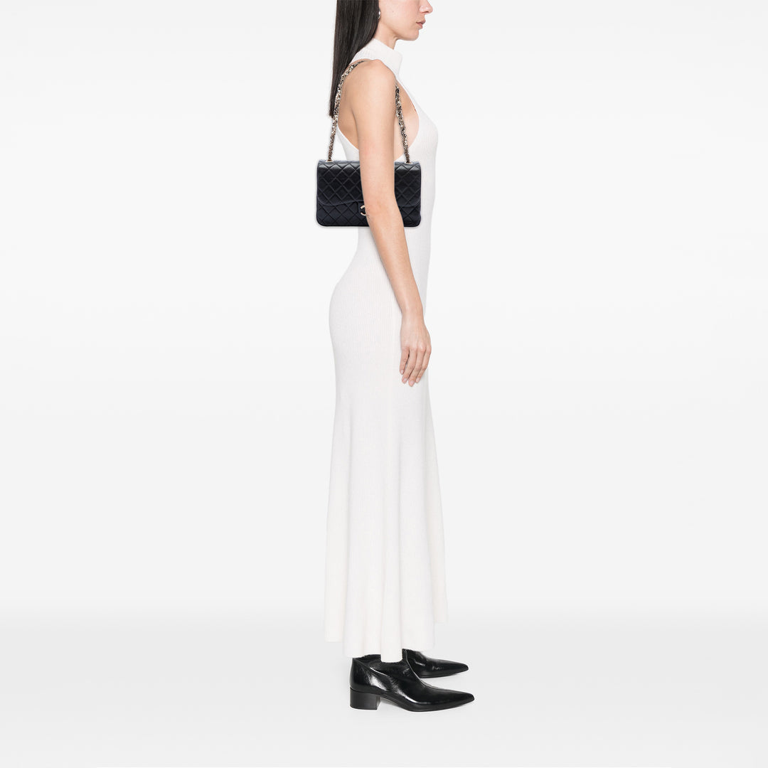 Chanel Matelassé Westminster Perle à rabat Moyen Cuir d'agneau Noir