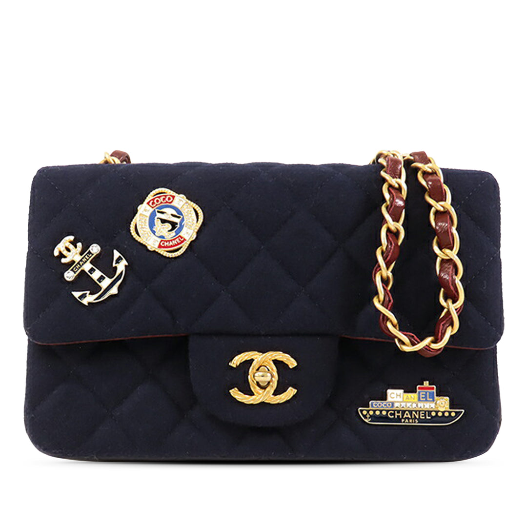 Mini Rectangular Classic Jersey Sailor Single Flap Blue - Gaby Paris