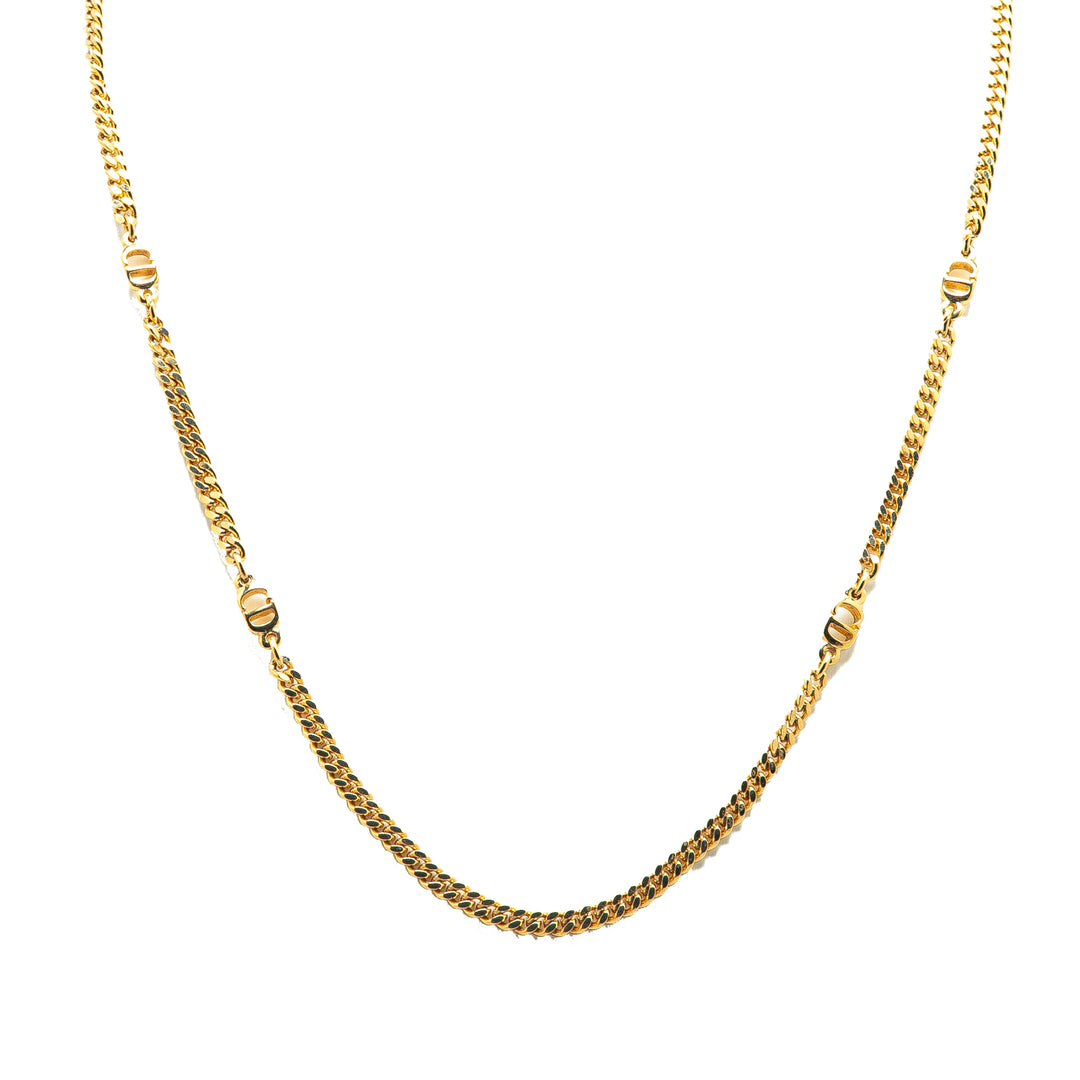 Gold Plated CD Logo Chain Necklace Gold - Gaby Paris