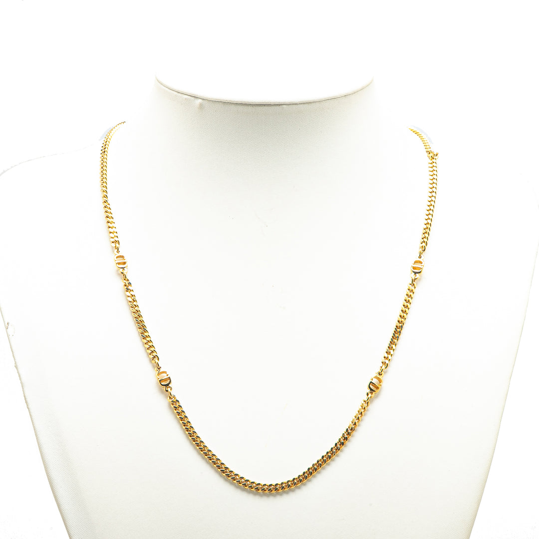 Gold Plated CD Logo Chain Necklace Gold - Gaby Paris