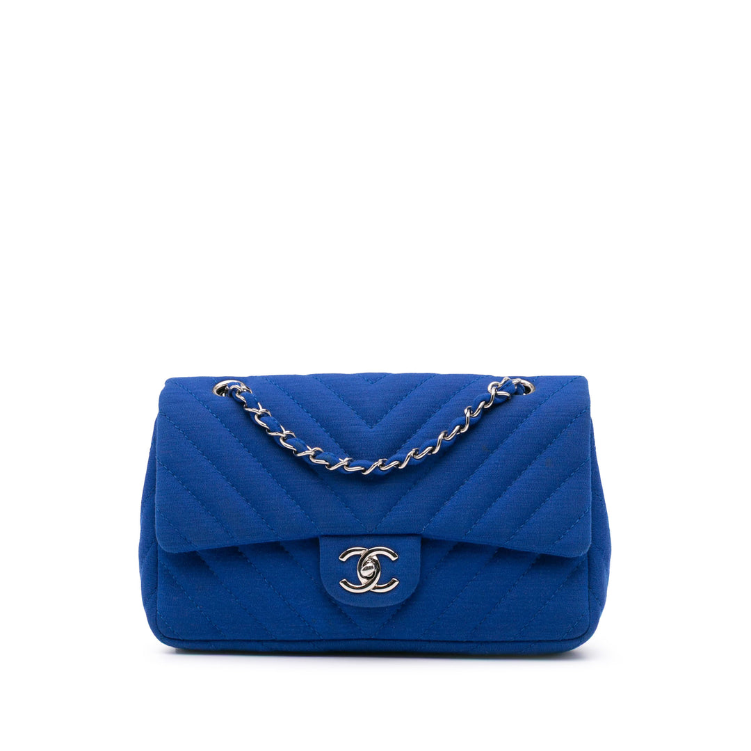 Medium Chevron Jersey Single Flap Blue - Gaby Paris