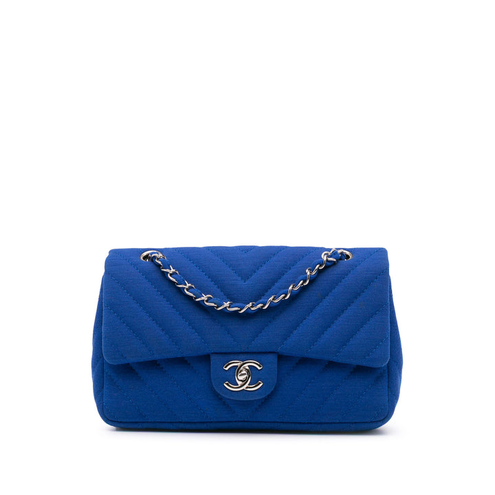 Medium Chevron Jersey Single Flap Blue - Gaby Paris
