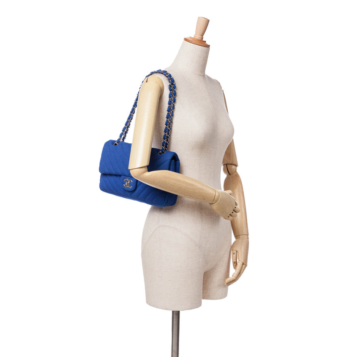 Medium Chevron Jersey Single Flap Blue - Gaby Paris