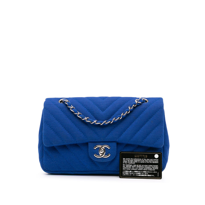 Medium Chevron Jersey Single Flap Blue - Gaby Paris