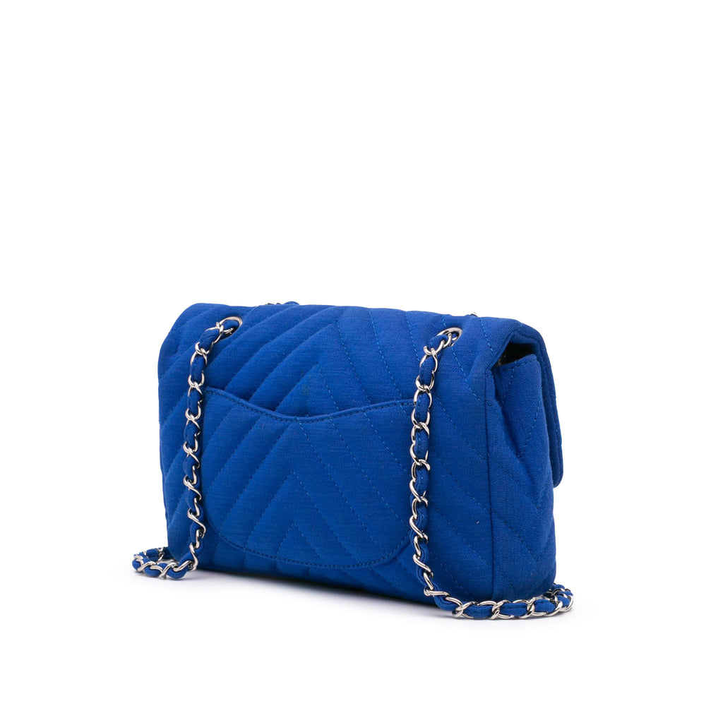 Medium Chevron Jersey Single Flap Blue - Gaby Paris
