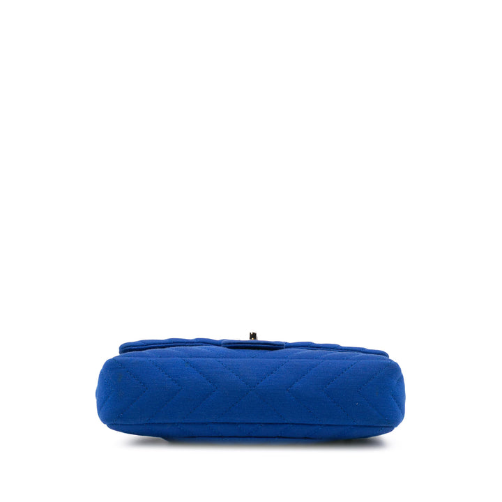 Medium Chevron Jersey Single Flap Blue - Gaby Paris