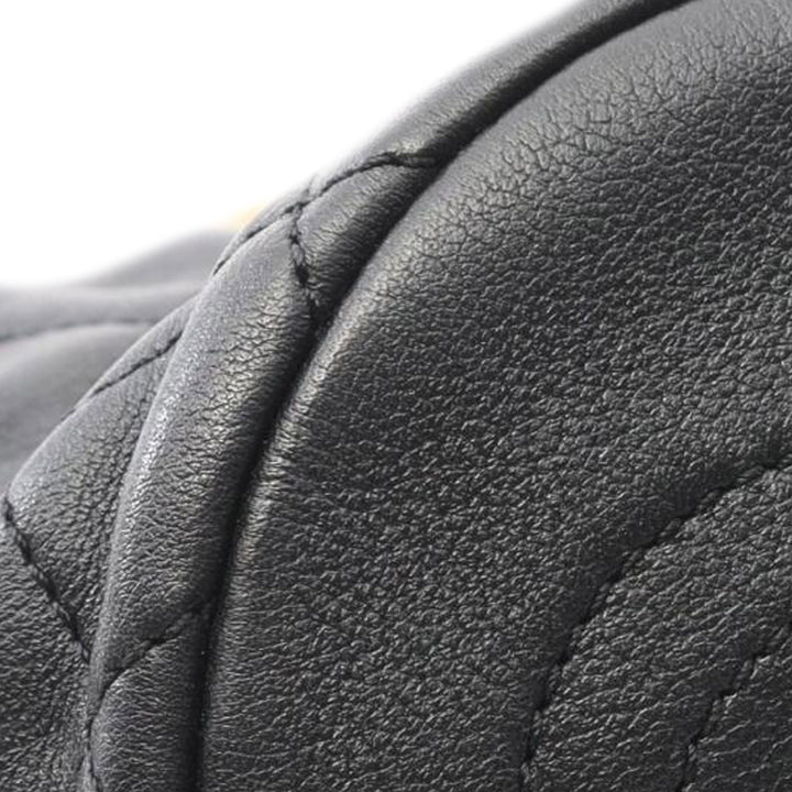 Mini Quilted Calfskin About Pearls Drawstring Bucket Bag Black - Gaby Paris