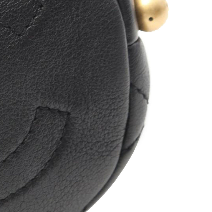 Mini Quilted Calfskin About Pearls Drawstring Bucket Bag Black - Gaby Paris