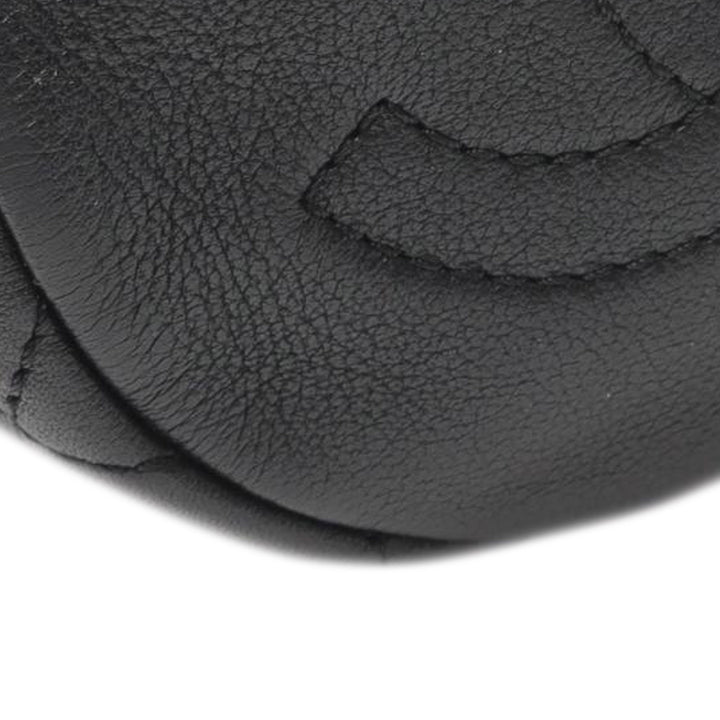 Mini Quilted Calfskin About Pearls Drawstring Bucket Bag Black - Gaby Paris