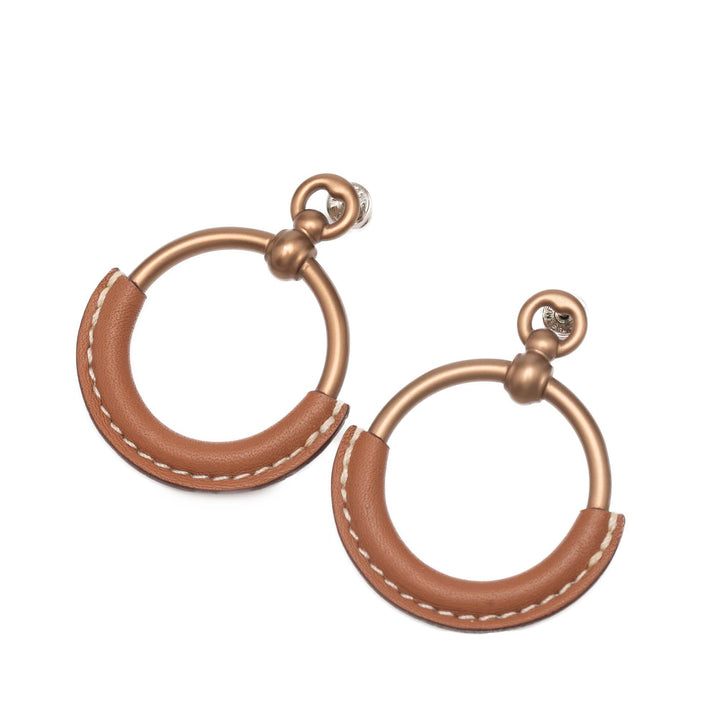 Hermès plaqué Barenia Loop Boucles d’oreilles – GABY PARIS Authentique