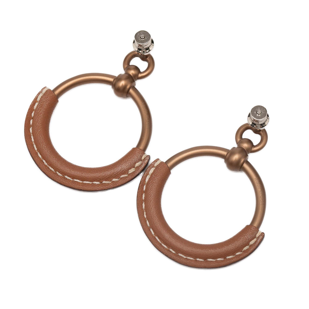 Hermès plaqué Barenia Loop Boucles d’oreilles – GABY PARIS Authentique