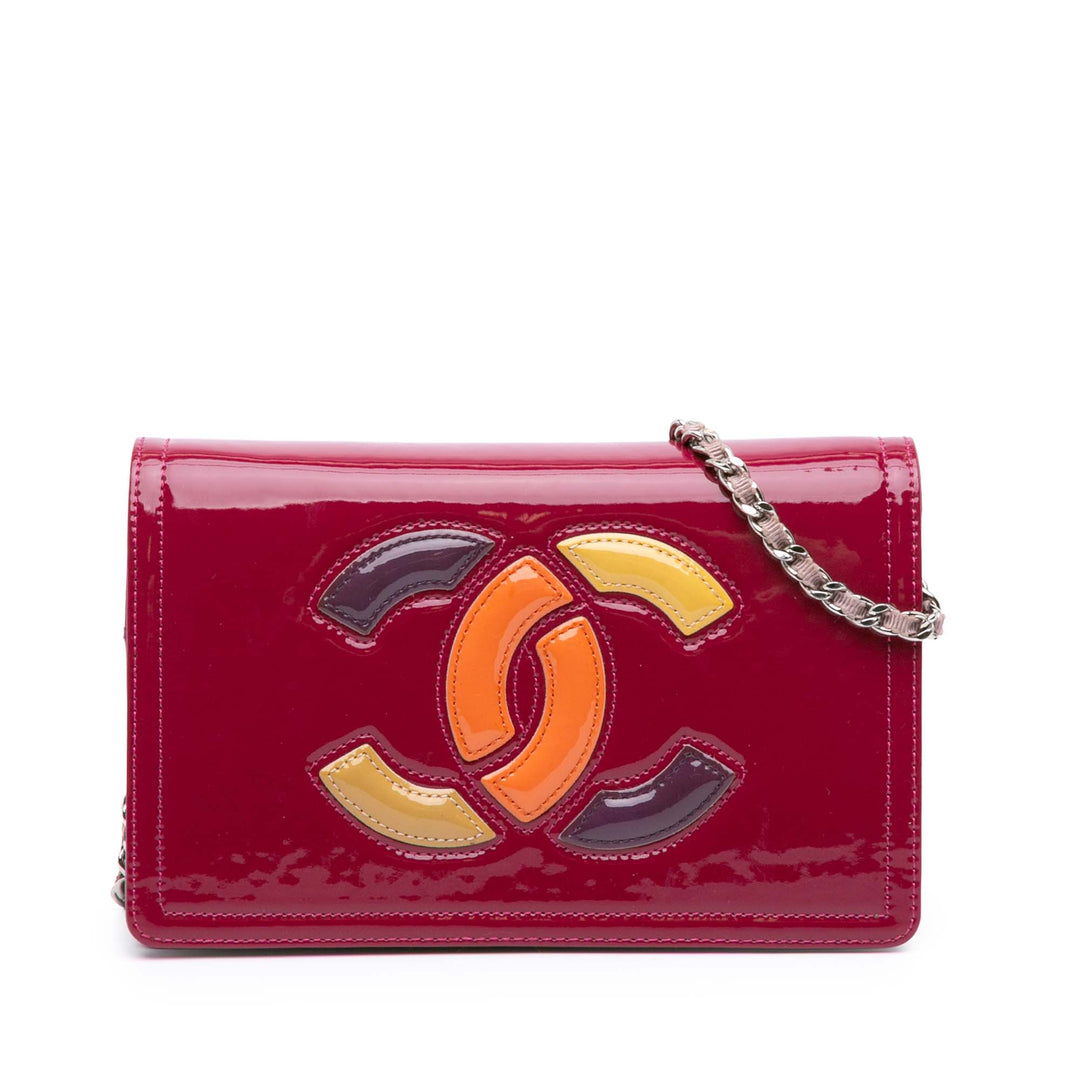 Patent CC Lipstick Wallet On Chain Pink - Gaby Paris
