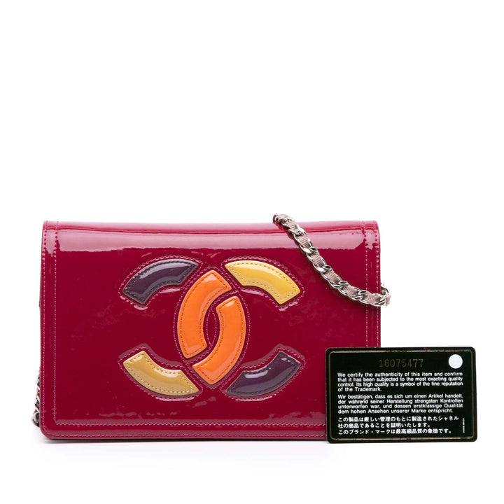 Patent CC Lipstick Wallet On Chain Pink - Gaby Paris