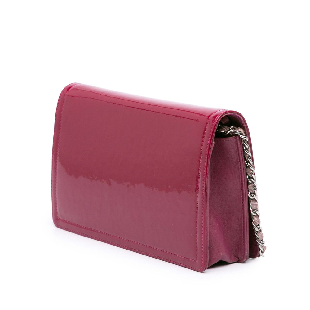 Patent CC Lipstick Wallet On Chain Pink - Gaby Paris