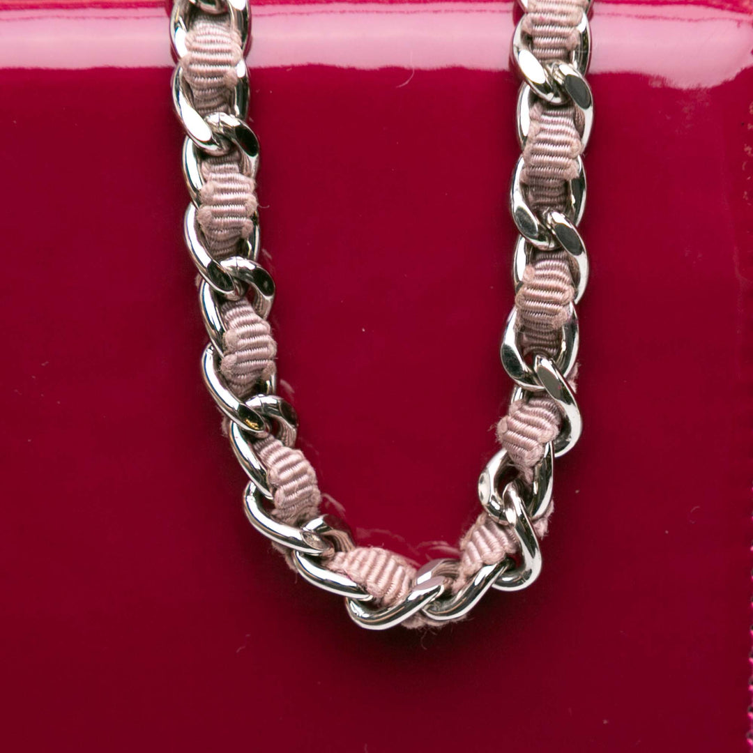 Patent CC Lipstick Wallet On Chain Pink - Gaby Paris