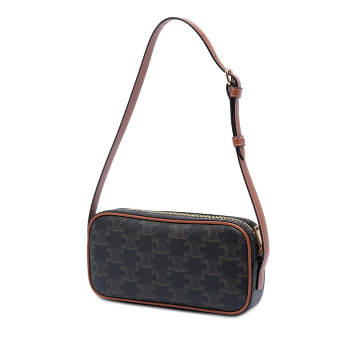 Celine Mini Triomphe Cuir Coated Toile Sac caméra