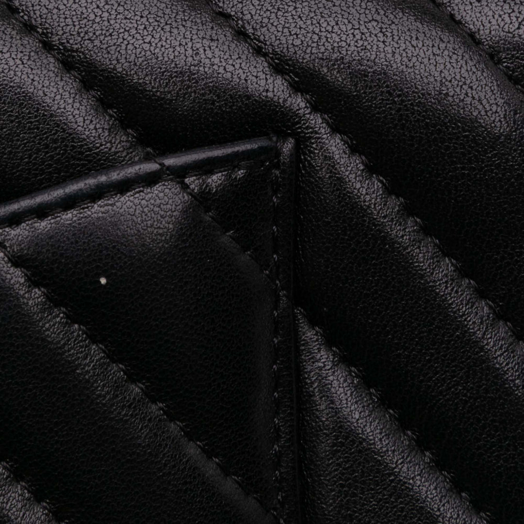 Mini Rectangular Classic Chevron Lambskin Single Flap Black - Gaby Paris