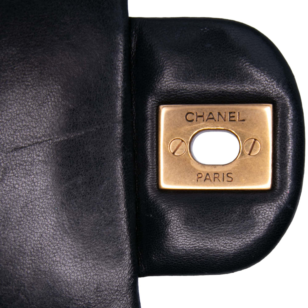 Mini Rectangular Classic Chevron Lambskin Single Flap Black - Gaby Paris