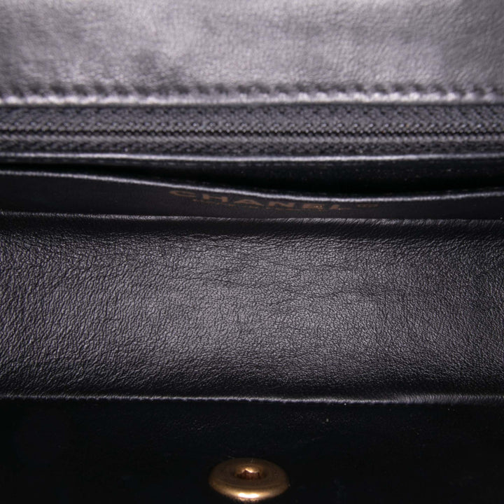 Mini Rectangular Classic Chevron Lambskin Single Flap Black - Gaby Paris