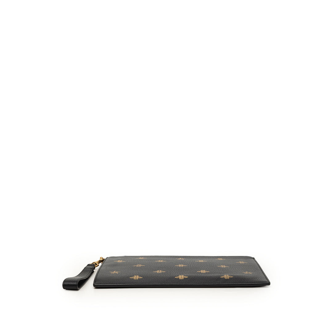 Bee Star Pochette Cuir de veau Noir