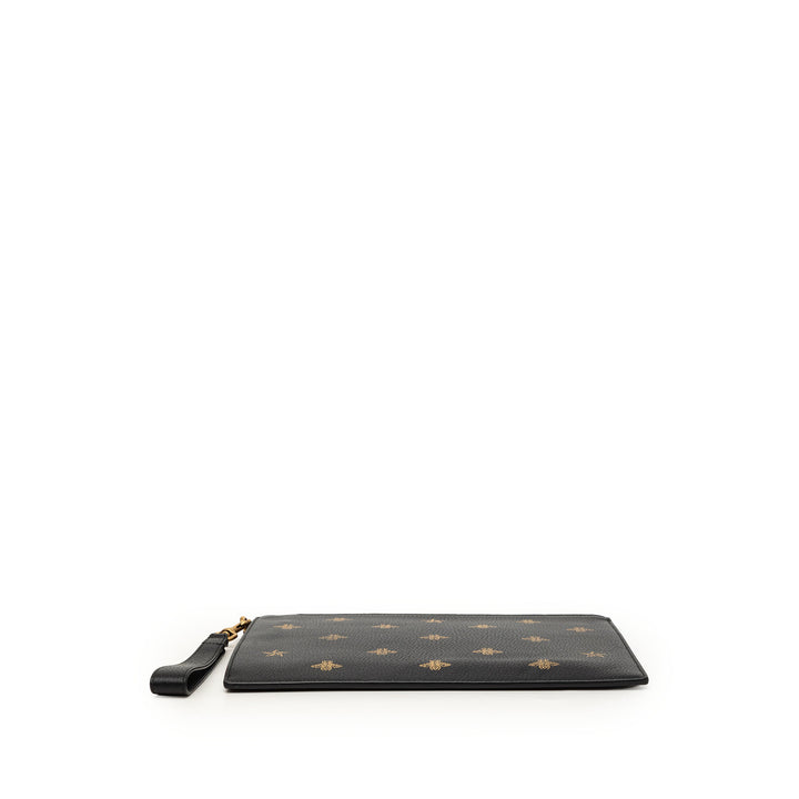 Bee Star Pochette Cuir de veau Noir