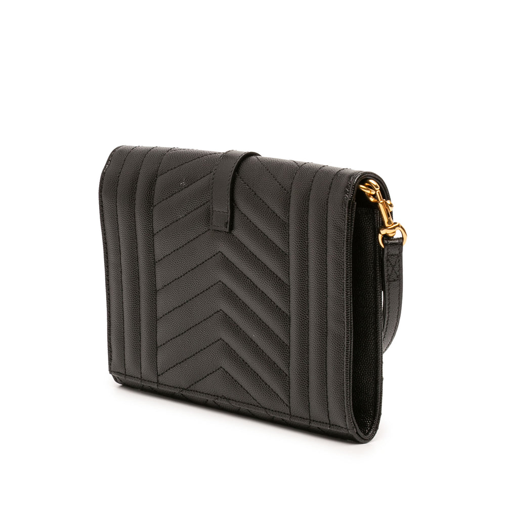 Saint Laurent Pochette Grain De Poudre Triquilt Enveloppe Monogram Noir – vue 2 – GABY PARIS
