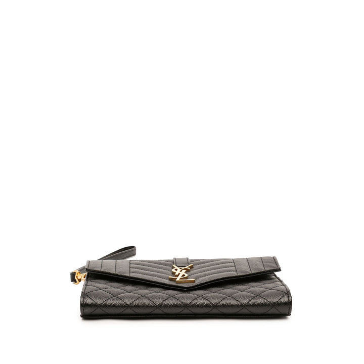 Saint Laurent Pochette Grain De Poudre Triquilt Enveloppe Monogram Noir – vue 3 – GABY PARIS