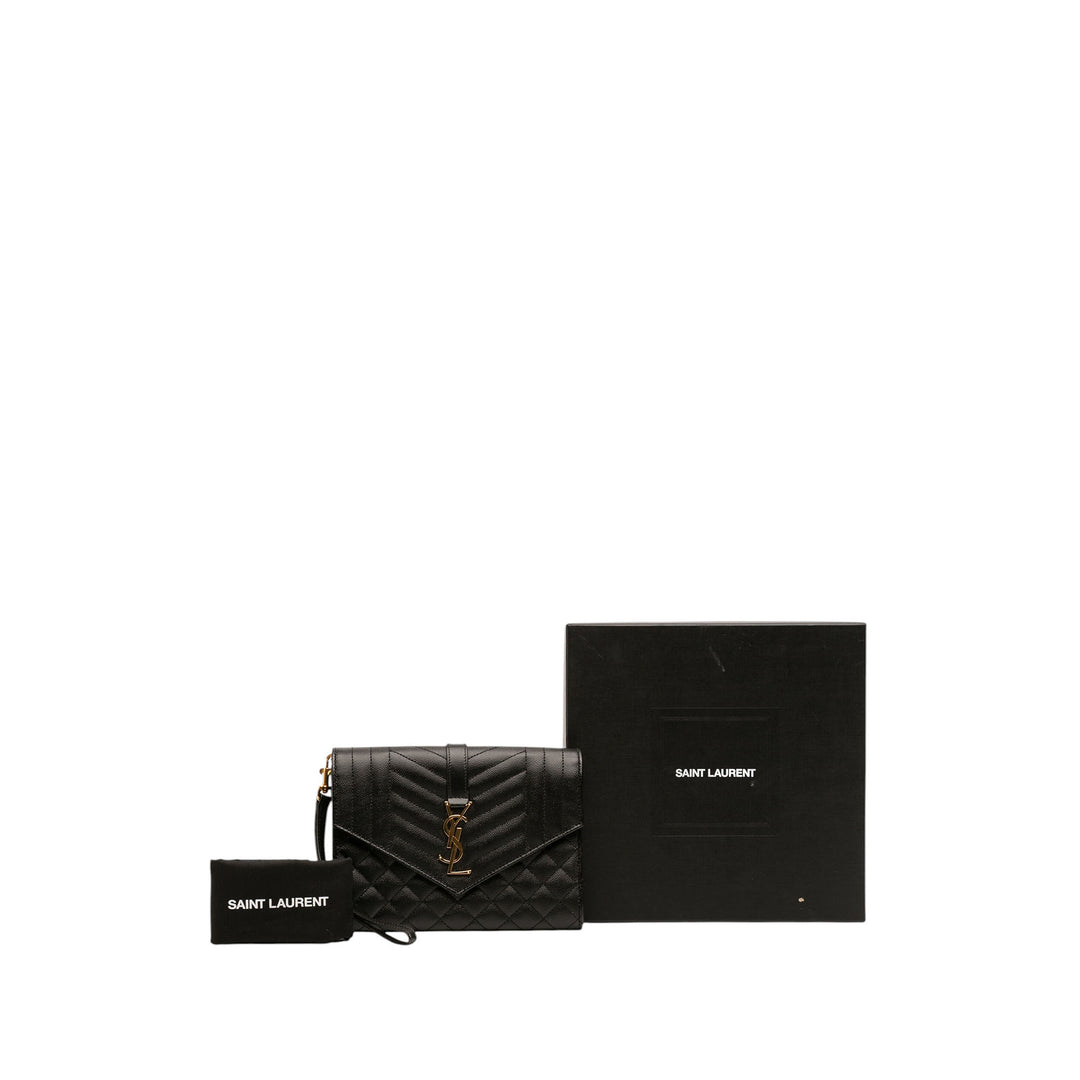 Saint Laurent Pochette Grain De Poudre Triquilt Enveloppe Monogram Noir – vue 7 – GABY PARIS