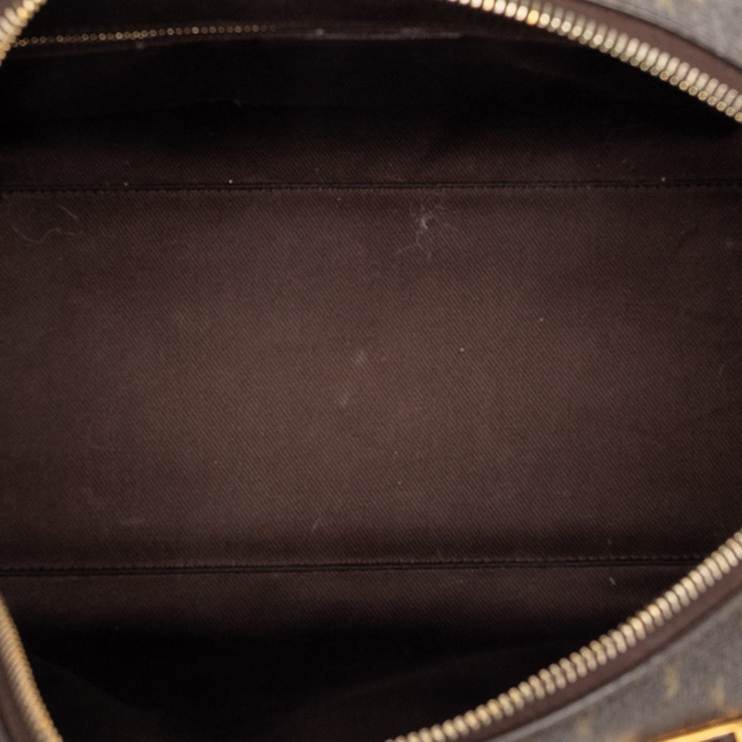Saint Laurent Le Monogramme Coated Toile et Cuir Striped Boston Sac