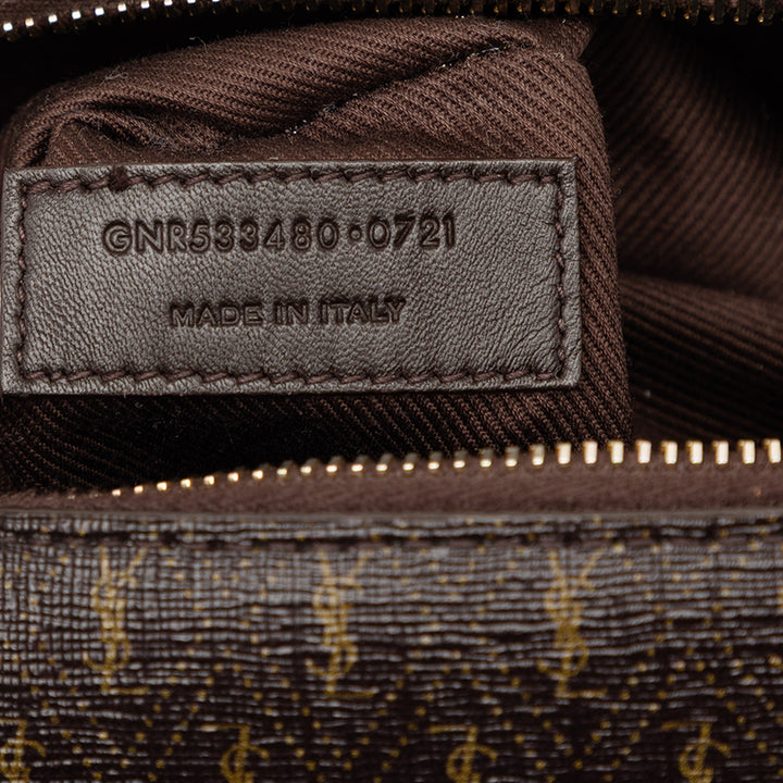 Saint Laurent Le Monogramme Coated Toile et Cuir Striped Boston Sac