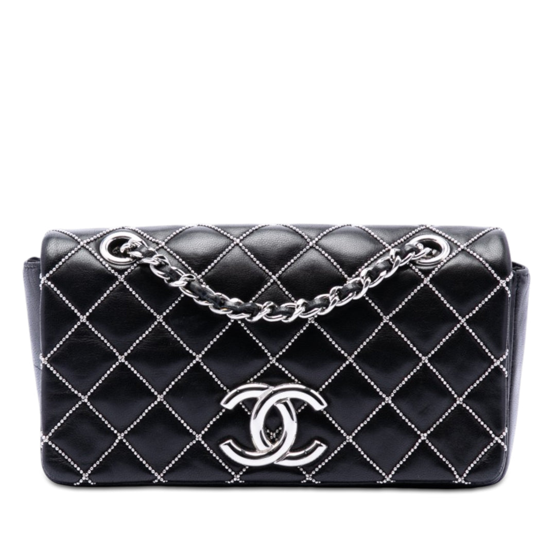 Chanel Mini CC Matelassé Cuir d’agneau Beaded Rabat intégral