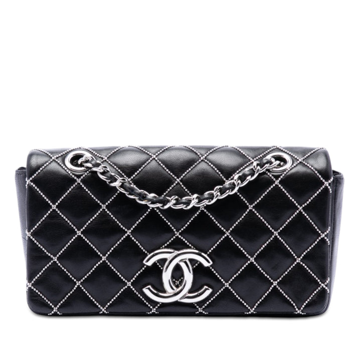 Chanel Mini CC Matelassé Cuir d’agneau Beaded Rabat intégral