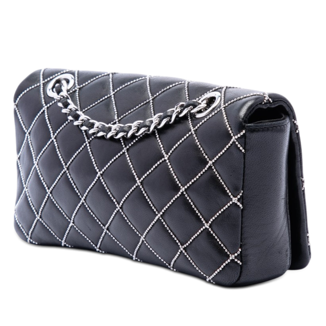 Chanel Mini CC Matelassé Cuir d’agneau Beaded Rabat intégral