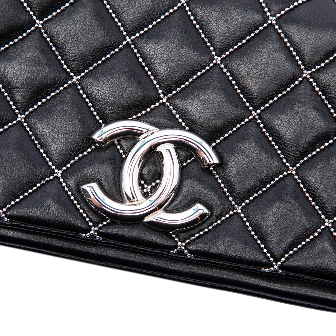 Chanel Mini CC Matelassé Cuir d’agneau Beaded Rabat intégral