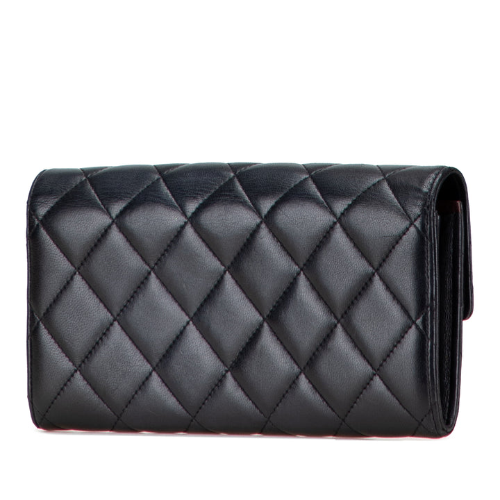 Chanel Quilted Cuir d’agneau Flap Long Wallet Noir
