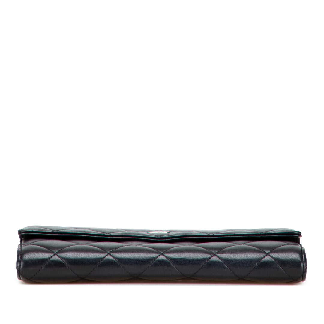 Chanel Quilted Cuir d’agneau Flap Long Wallet Noir