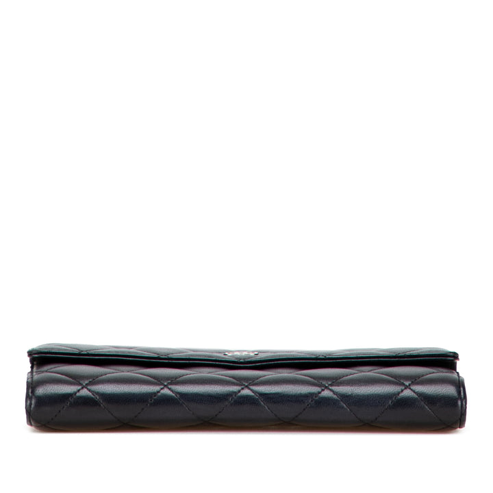 Chanel Quilted Cuir d’agneau Flap Long Wallet Noir