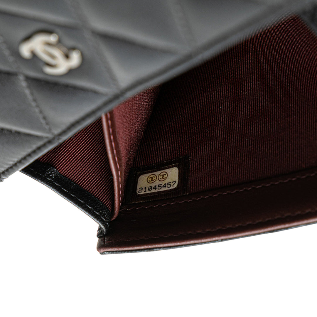 Chanel Quilted Cuir d’agneau Flap Long Wallet Noir