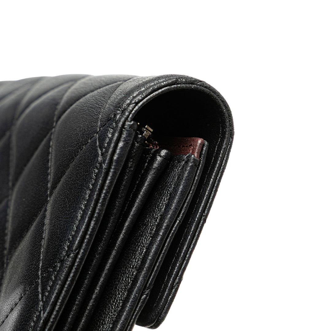 Chanel Quilted Cuir d’agneau Flap Long Wallet Noir