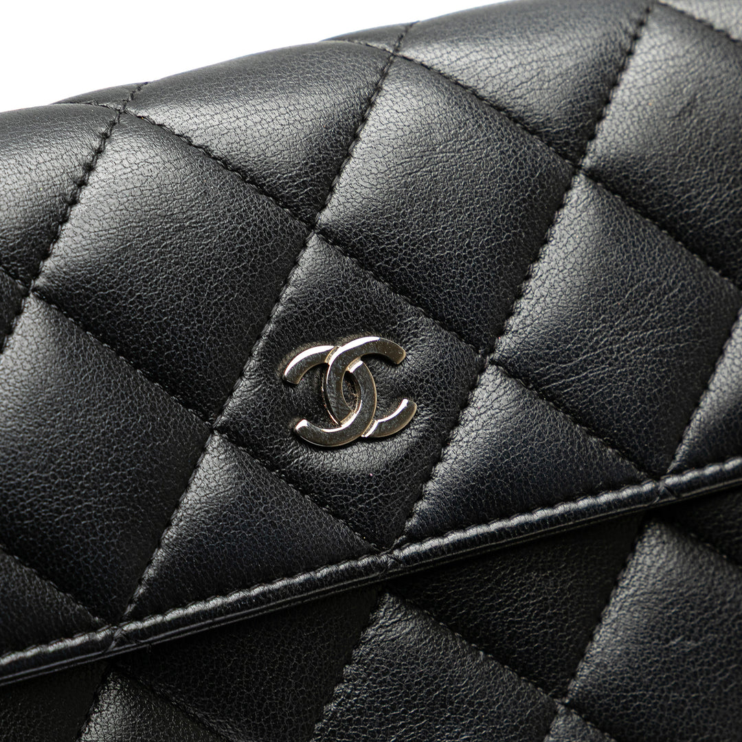 Chanel Quilted Cuir d’agneau Flap Long Wallet Noir