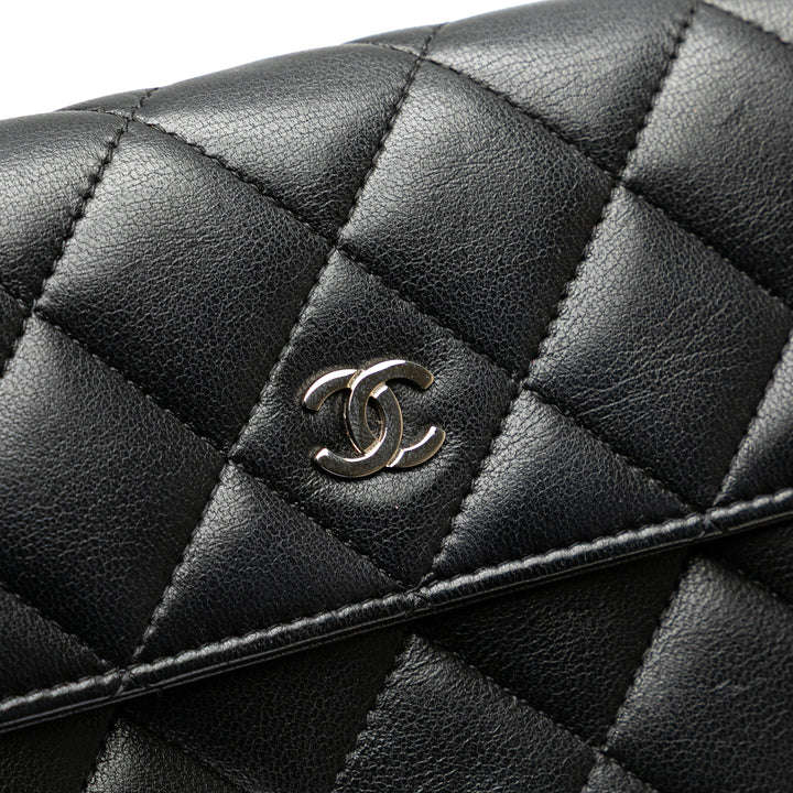 Chanel Quilted Cuir d’agneau Flap Long Wallet Noir