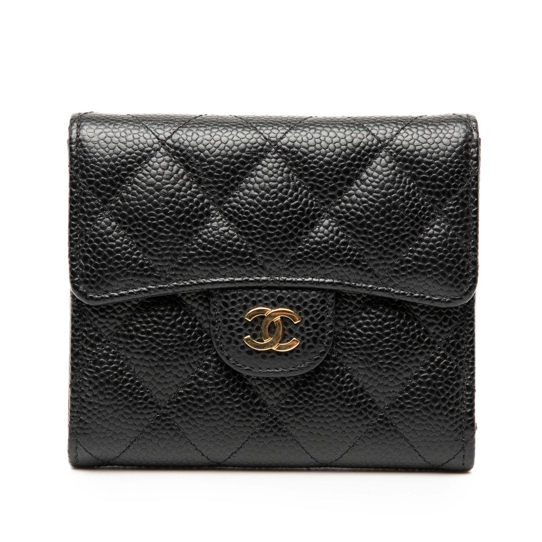 Hermès CC Matelassé Caviar Compact à rabat Portefeuille