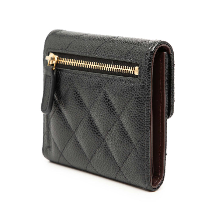 Hermès CC Matelassé Caviar Compact à rabat Portefeuille