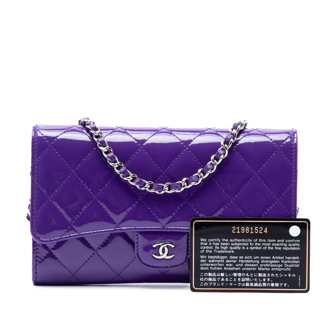 Chanel CC Matelassé Cuir verni Wallet on Chain