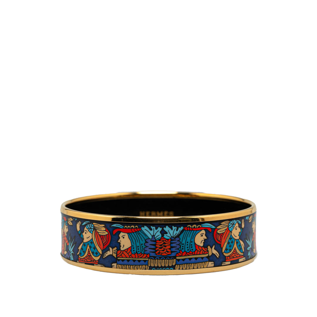 Wide American Indian Enamel Bangle 62 Blue - Gaby Paris