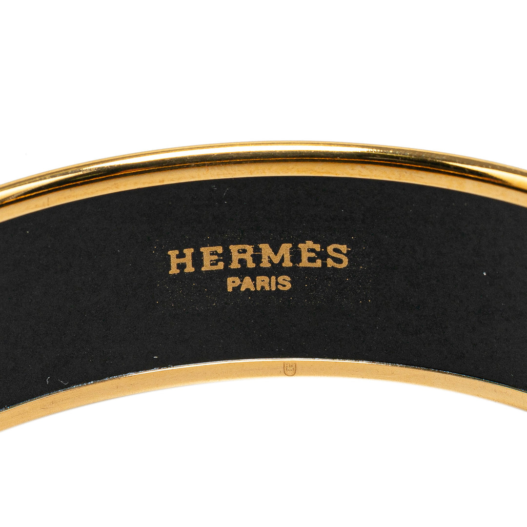 Hermès Wide American Indian Enamel Bangle 62 Blue - GABY PARIS