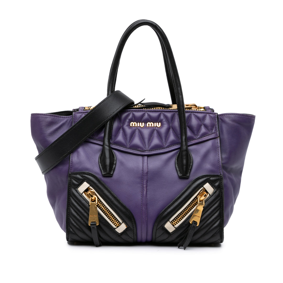 Small Nappa Biker Satchel Purple - Gaby Paris
