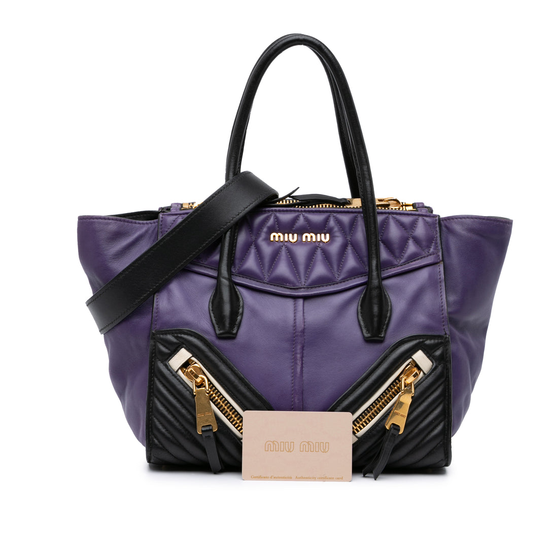 Small Nappa Biker Satchel Purple - Gaby Paris