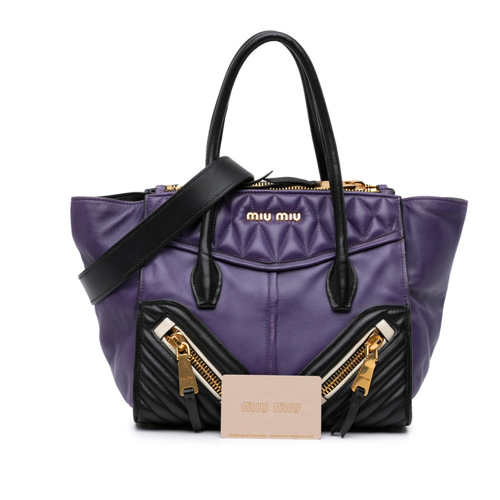 Small Nappa Biker Satchel Purple - Gaby Paris