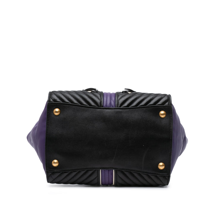 Small Nappa Biker Satchel Purple - Gaby Paris